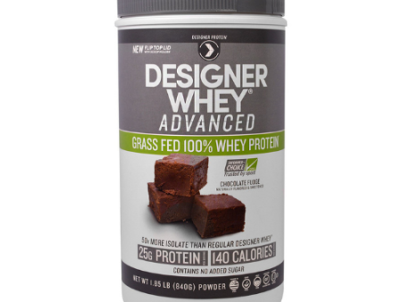 Advanced Grass Fed 100% Whey Protein Chocolate Fudge 1.85 lbs By Designer Whey on Sale